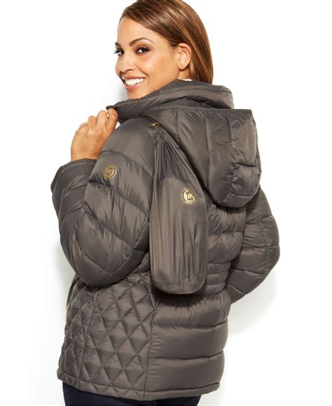 michael kors quilted hooded jacket|michael kors lightweight puffer jacket.